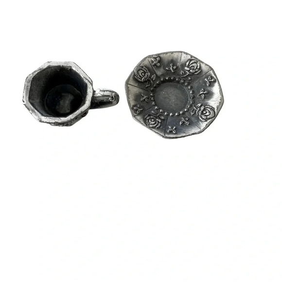 Vintage Miniature Pewter Cup and Saucer English - Picture 3 of 5